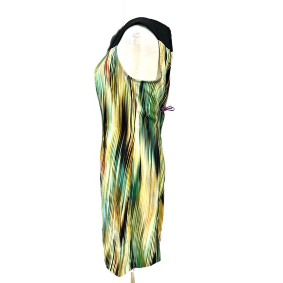 Y2K Vintage KIM ROGERS Sheath Dress Green Stripe Sleeveless Women’s Sz 8 Medium - Picture 4 of 13